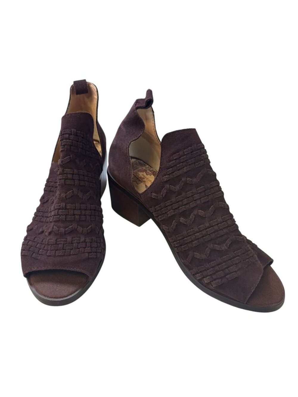 BAND OF GYPSIES Come Back Woven Open Toe Booties~Size 7~Chocolate Brown L19 01
